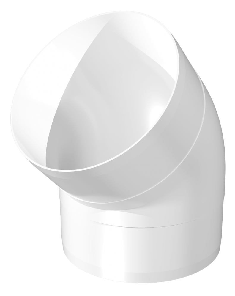 Колено для воздуховода ERA / Эра круглое, пластиковое, белое, диаметр 160мм / вентиляция