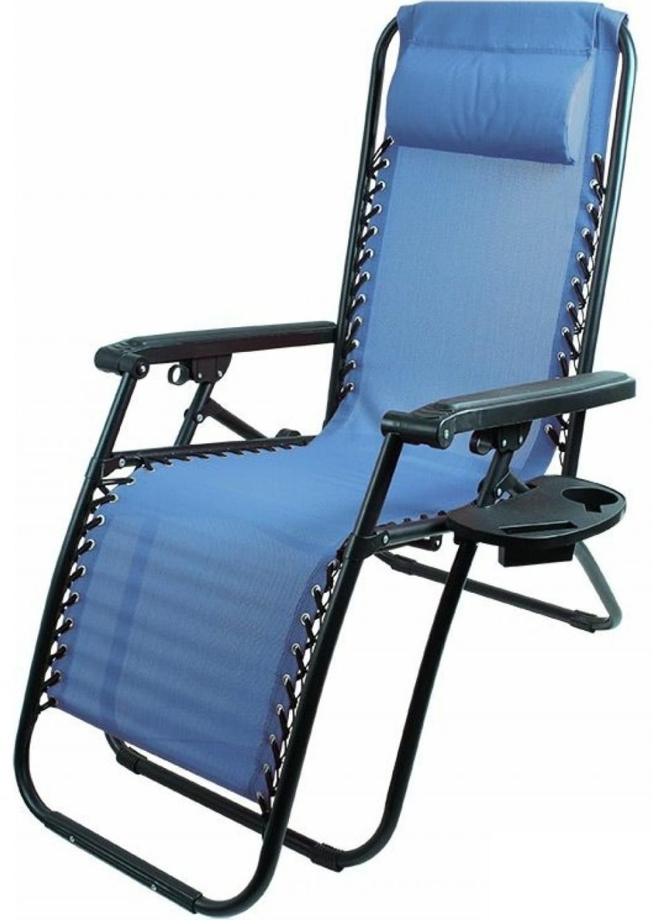 Кресло шезлонг Ecos / Экос Люкс складное, с подставкой, голубое, 180×66×110см / садовая мебель