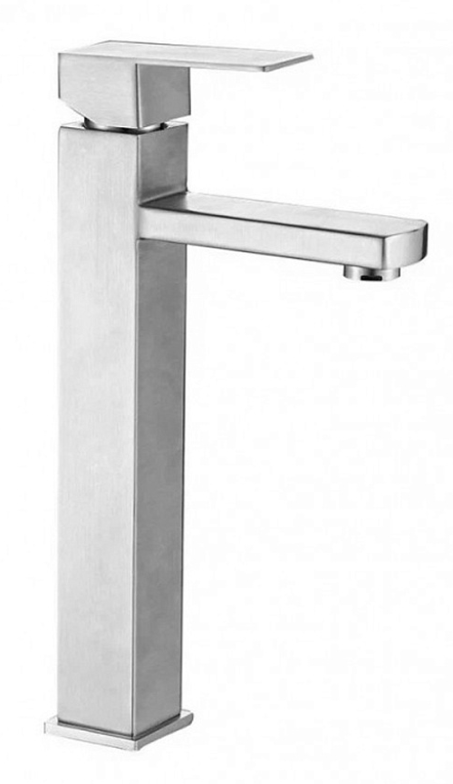 Смеситель Lucky Tap / Лаки Тап BM-3402-SS-36 высокий для раковины, однорычажный, из нержавеющей стали, цвет хром, излив 120мм / сантехника