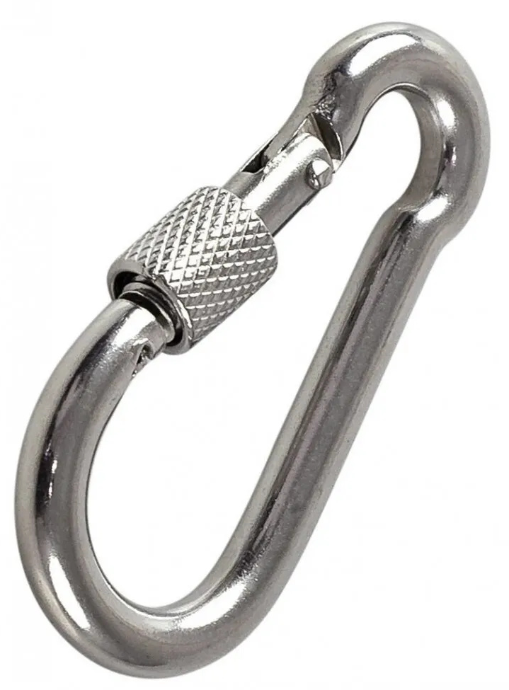 Карабин MIXTON / Микстон винтовой с фиксатором, из оцинкованной стали, диаметр 6мм / такелаж