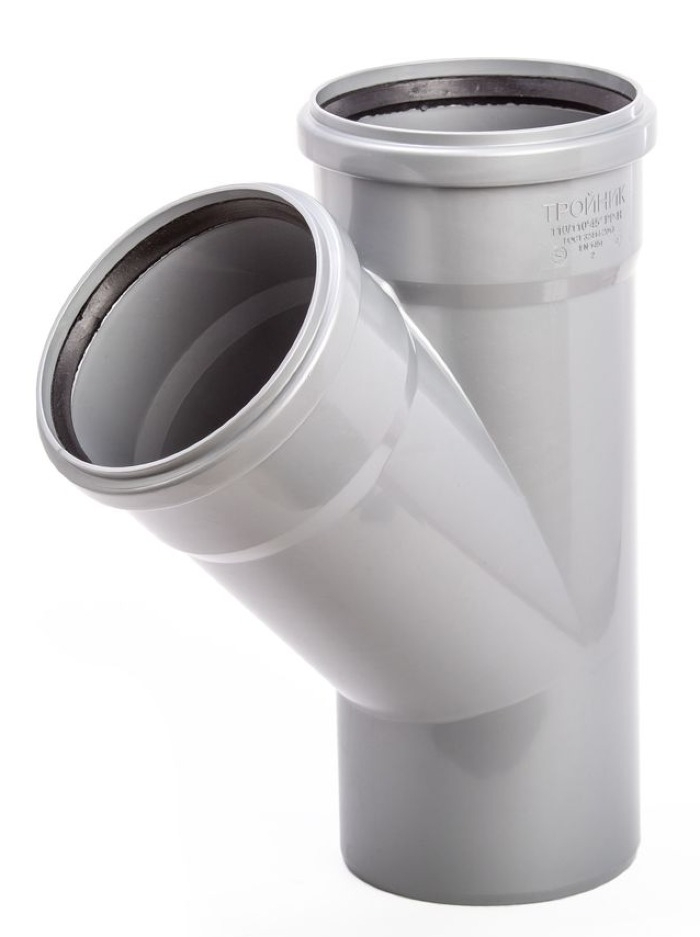 Тройник Lammin / Ламмин для внутренней канализации полипропиленовый, серый, размером 110х110мм/45° / водоснабжение