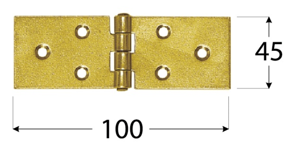 Петля мебельная DMX / ДМХ накладная строительная, металлическая, цвет золото, 100х45х1.5мм / фурнитура
