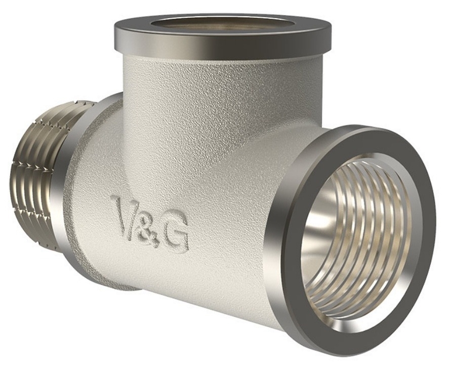 Тройник V&G / В&Г для труб, из латуни, серый, наружная-внутренняя-внутренняя резьба диаметр 1/2дюйма / водоснабжение