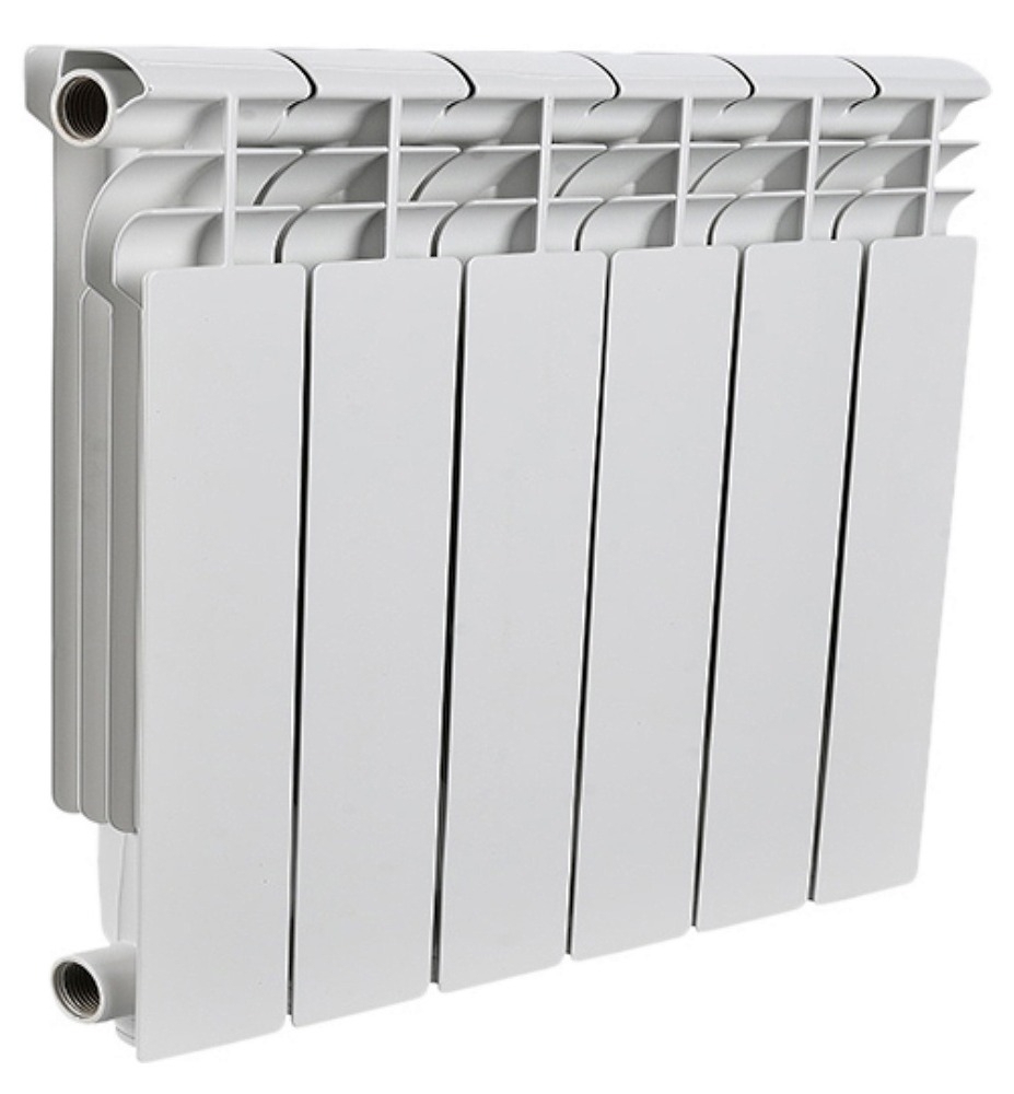 Секционный радиатор Rommer / Роммер Profi 350 RAL9016 алюминиевый, белый, 428×480×80мм, 6 секций, 15.79атм, теплоотдача 696Вт / отопление