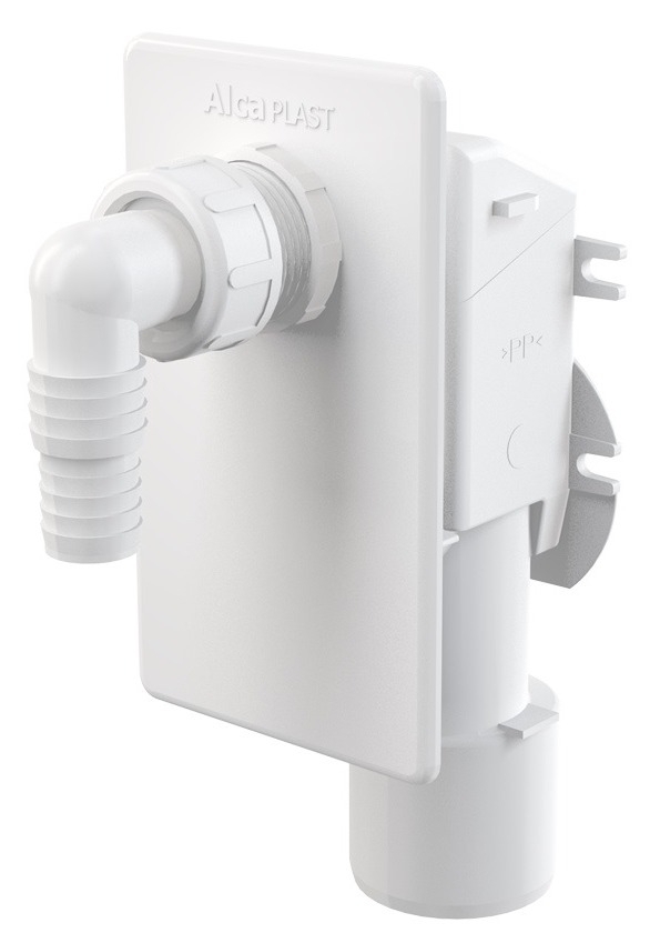 Сифон сливной ALCAPLAST / Алькапласт для стиральной машины под штукатурку, из пластика, белый, 40/50мм / сантехника