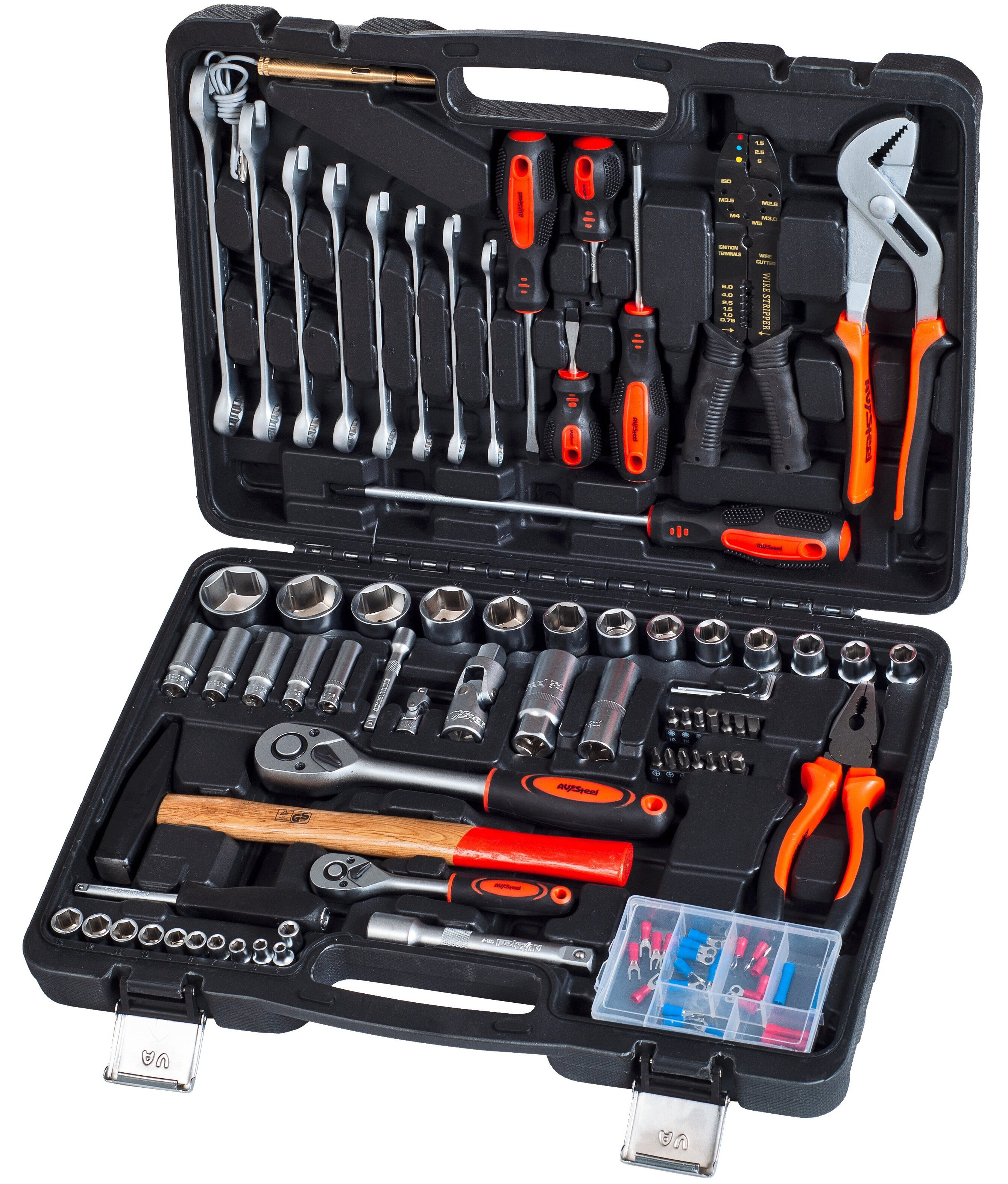 Набор инструментов AVSteel / АВСталь для слесарно-монтажных, ремонтных и бытовых работ, из металла, 99 предметов