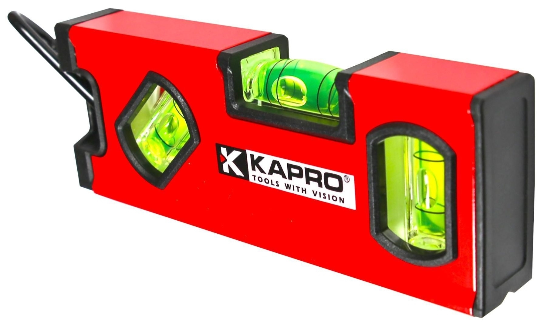 Уровень строительный KAPRO / Капро Twin магнитный, с карабином, 3 колбы из полиакрила, алюминиевый, 20см / измерительный инструмент