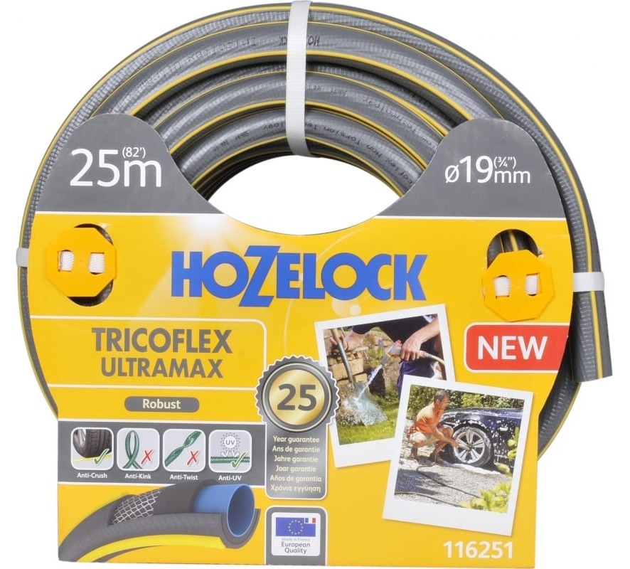 Шланг поливочный HoZelock / ХоЗелок Tricoflex Ultramax армированный, из ПВХ, диаметр 3/4дюйма, 25м / все для сада