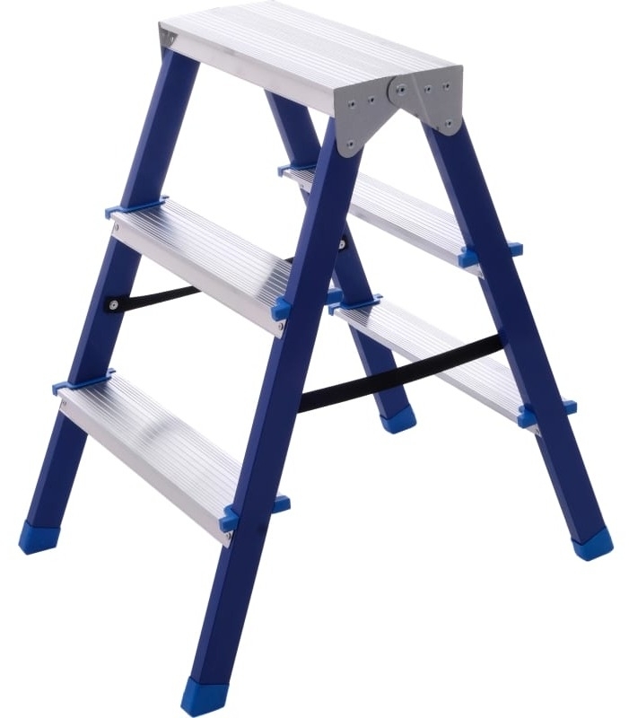 Стремянка STAIRS / Стеирс двухсторонняя, стальная, 3 ступени, 71см / строительство и ремонт