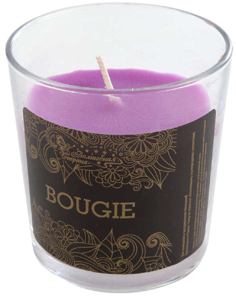 Свеча Волшебная страна Charm Aroma Горная лаванда декоративная, ароматизированная, в стакане, из парафина, фиолетовая, 92х76мм / товары для праздников