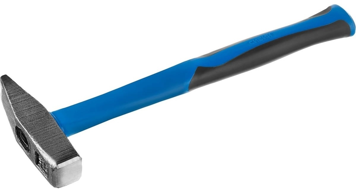 Молоток СИБИН слесарный, с обрезиненной фиберглассовой ручкой, стальной боек, серый, 400г / инструменты для ремонта и строительства