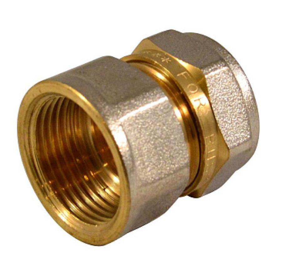 Муфта переходная СТМ внутренняя для металлополимерной трубы, латунь, никель, диаметр 20х3/4" / фитинги