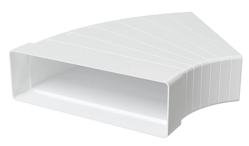 Колено для воздуховода ERA / Эра разноугловое пластиковое, белое, 204х60мм / вентиляция