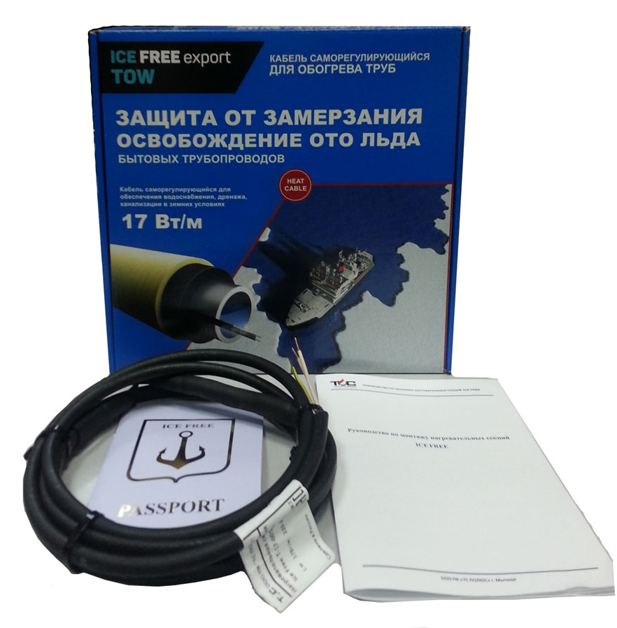 Нагревательная секция Ice Free / Айс Фри двужильный, экранированный кабель, на трубу, от -20°С до +65°С, 220В, длина 5м, IP67, 17Вт / отопление