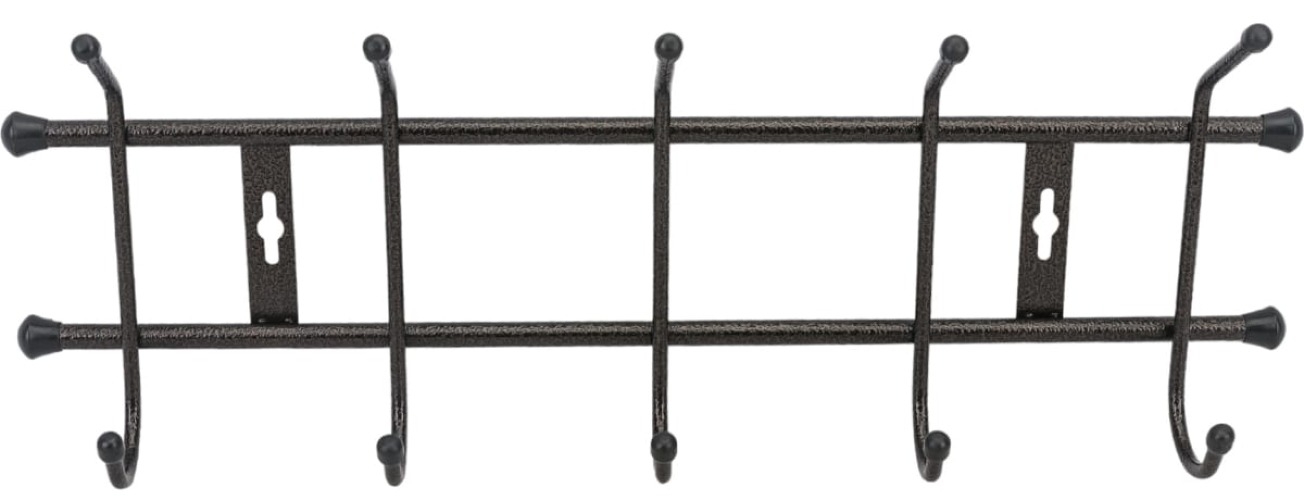 Вешалка настенная Nika / Ника ВН5 для верхней одежды и головных уборов, 5 крючков, из стали и пластмассы, медный антик, 485×180×67мм / товары для дома