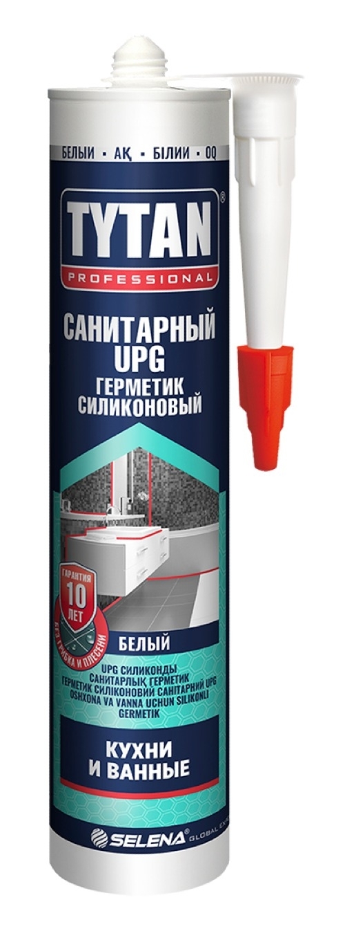 Герметик силиконовый TYTAN Professional / Титан Профессионал Санитарный UPG Кухни и ванные, белый, 280мл / строительство и ремонт