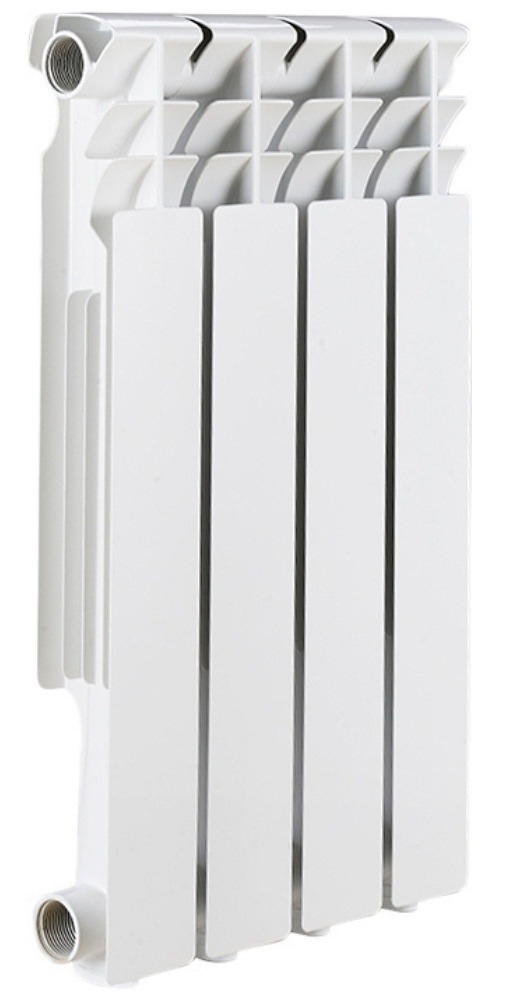Секционный радиатор Rommer / Роммер Optima 500 RAL9016 алюминиевый, белый, 568×308×78мм, 4 секции, 11.84атм, теплоотдача 532Вт / отопление