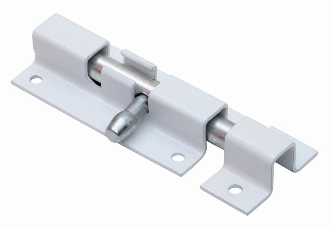 Задвижка СКОБЯНОЙ ШП-60 накладная, прямоугольная, из стали, белая, 60мм / шпингалет