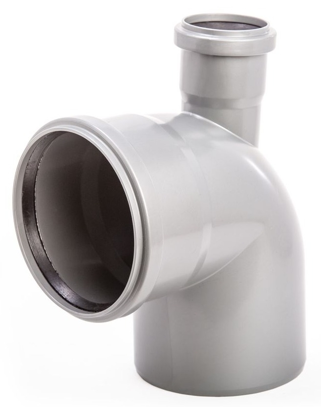 Отвод канализационный Lammin / Ламмин раструбный с верхним выходом, полипропиленовый, серый, d110х50мм, 87.5 / сантехника