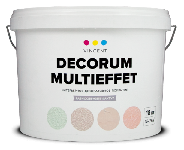 Декоративная штукатурка Vincent Decor / Винсент Декор Decorum Multieffet фактурная, для внутренних работ, водно-дисперсионная, белая, 18кг / строительные смеси