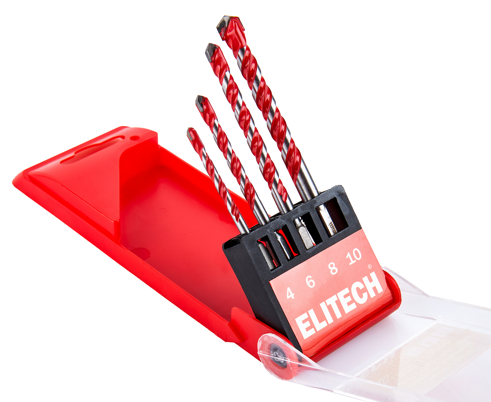 Сверло универсальное Elitech / Элитек Multi Construction для любых материалов, с шестигранным хвостовиком, из стали, диаметр 4, 6, 8, 10мм, 4шт. / инструменты