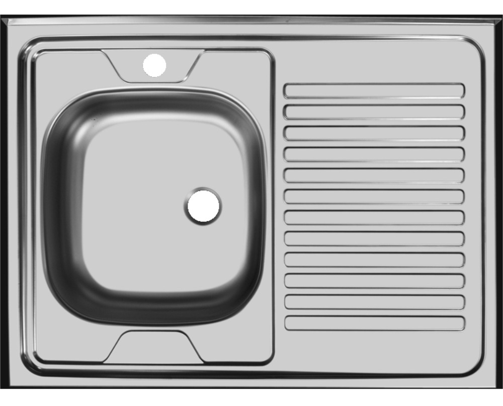 Мойка Ukinox / Юкинокс Стандарт для кухни левая накладная, прямоугольная, из нержавеющей стали, серая, 800х600х140мм / сантехника