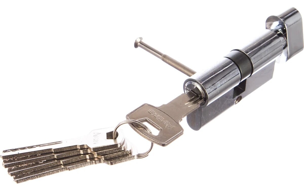 Цилиндровый механизм AVERS / Аверс ZM-60-C-CR двухсторонний, с гальваническим покрытием, ключ-вертушка, ЦАМ, цвет хром, 30/30, 60мм, секретность 5000 / фурнитура