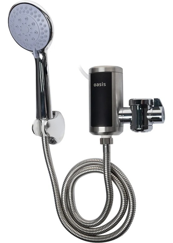 Водонагреватель проточный Oasis / Оазис NS 044 электрический, кран+душ, серый, 125х62х140мм, 220В, 3кВт, IPX4 / бытовая техника
