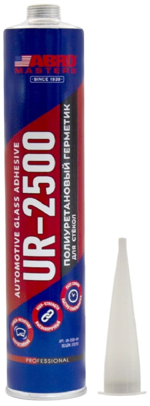 Герметик полиуретановый ABRO Masters / Абро Мастер UR-2500 для стекол, черный, 310мл / строительство и ремонт