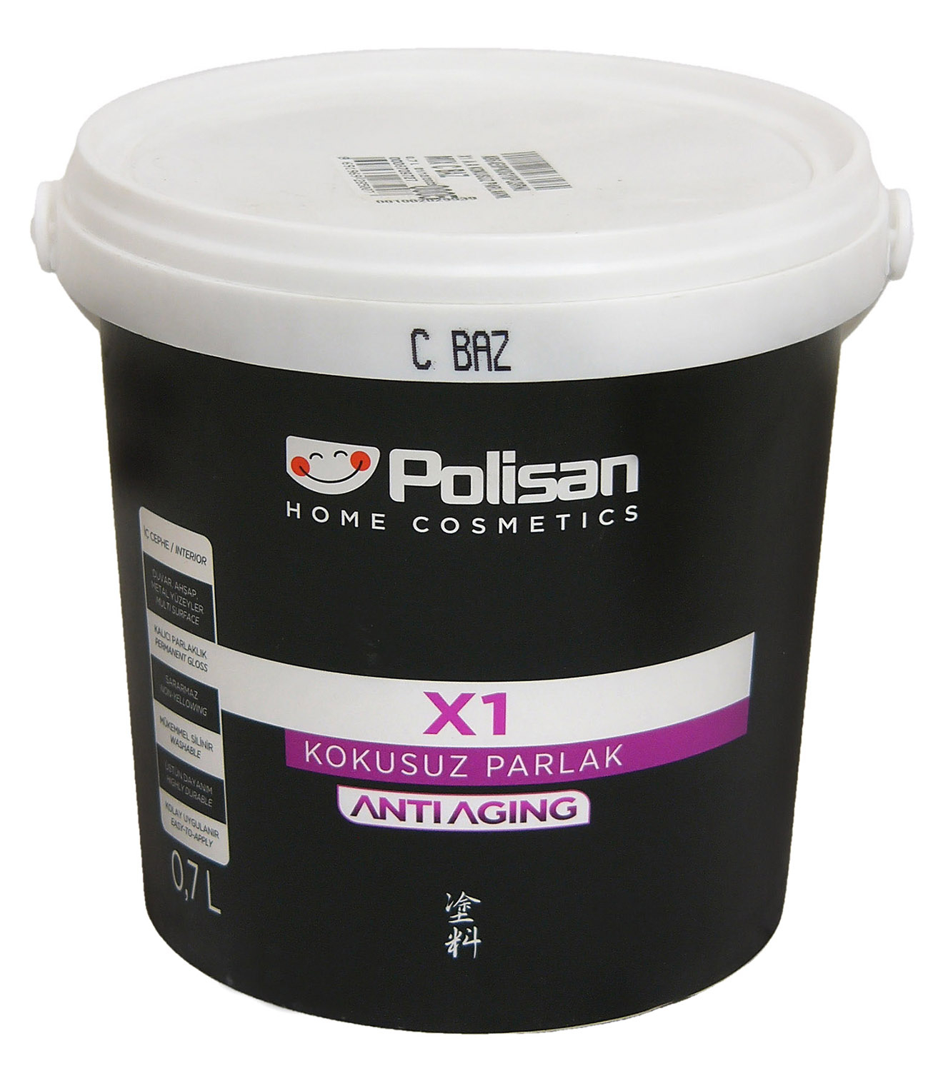 Эмаль Polisan / Полисан X1 Anti Aging Kokusuz Parlak универсальная, акриловая, глянцевая бесцветная, база С, 0.7л / лакокрасочные материалы