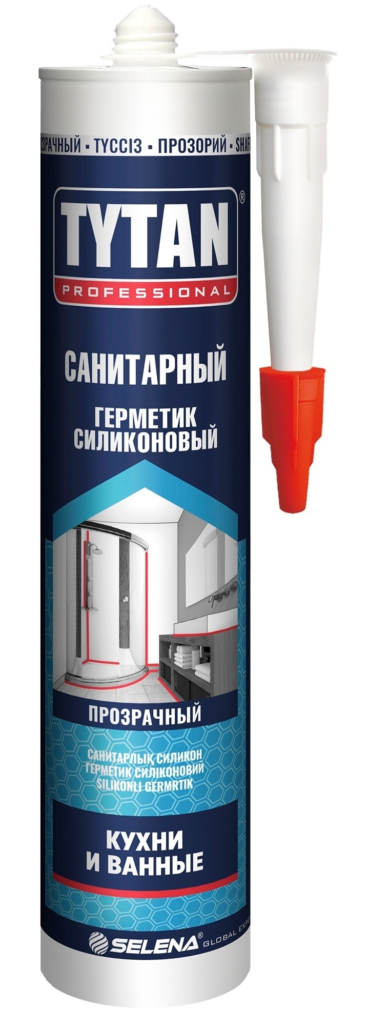 Герметик силиконовый TYTAN Professional / Титан Профессионал Санитарный Кухни и ванные, прозрачный, 280мл / строительство и ремонт