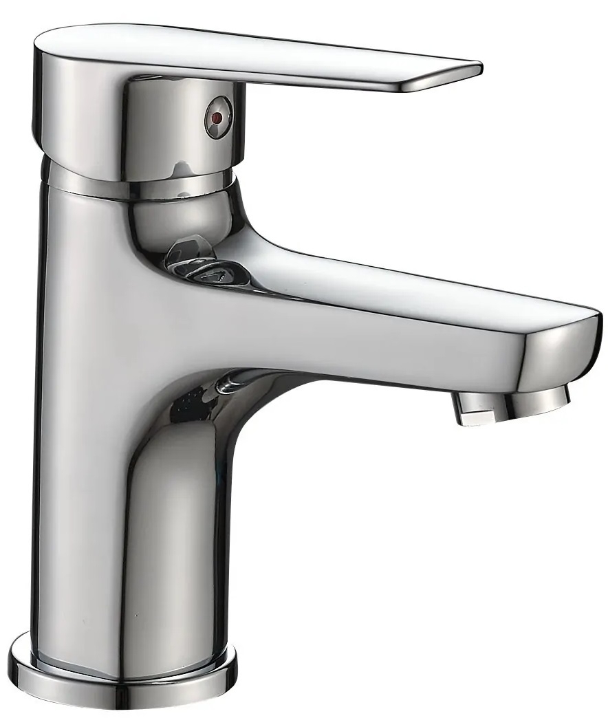 Смеситель VODA / Вода Hill для умывальника, однорычажный, из латуни, цвет хром, излив 77мм / сантехника