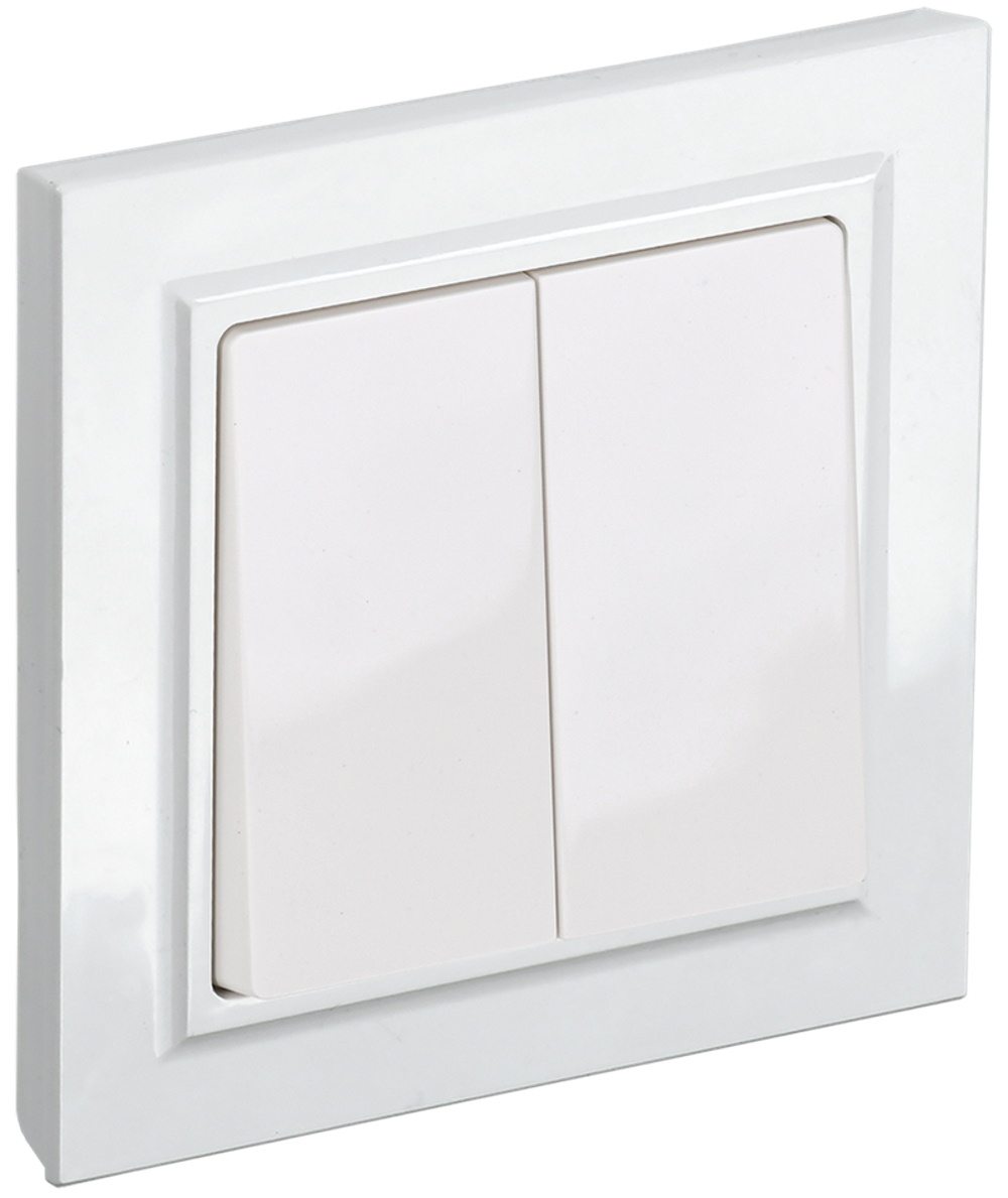 Выключатель IEK / ИЕК BRITE ВСР10-2-0-БрБ двухклавишный, механический, для скрытого монтажа, в пластиковом корпусе, белый, 220В, 10А, IP20 / электрика