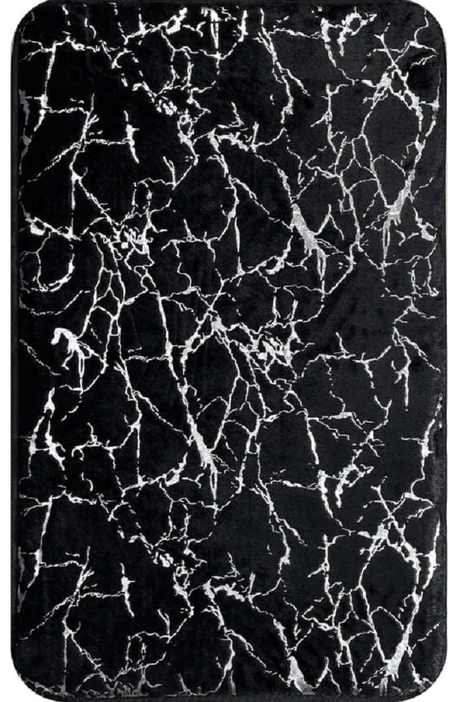 Коврик для ванной FORA / Фора MARBLE из микрофибры, цвет черный с серебром, размером 80×50см / товары для дома