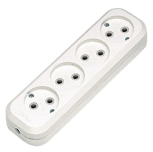 Колодка электрическая MAKEL / Макел MGP 141 4 гнезда без заземления, пластиковый корпус, цвет белый, 220В, 10А, 2200Вт, IP20 / электрика