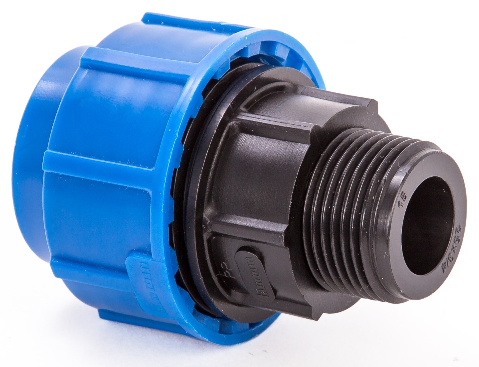 Муфта компрессионная Lammin / Ламмин переходная, для ПНД труб, с наружной резьбой, из полипропилена, синяя, диаметр подключения 32мм, резьба 1дюйм / фитинги