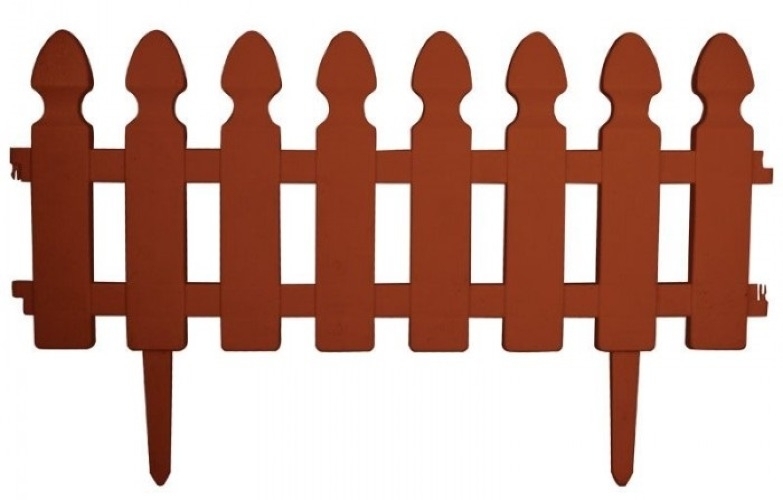 Бордюр садовый PARK / Парк Штакетник забор для газонов и грядок, из пластика, терракотовый, длина 2м, высота 21см / дом и сад
