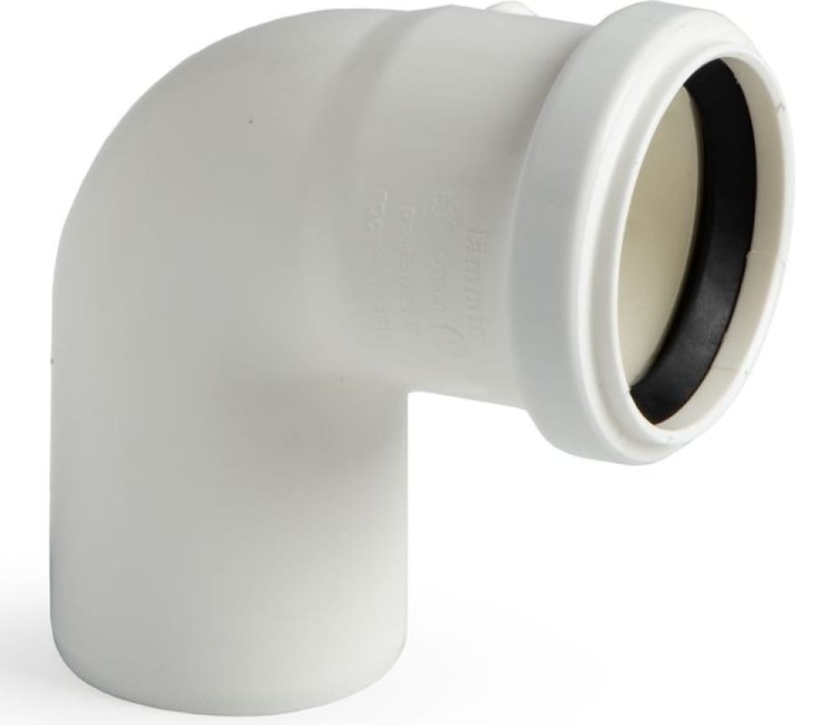 Отвод канализационный Lammin / Ламмин раструбный малошумный, полипропиленовый, белый, d50мм, 87.5 / сантехника