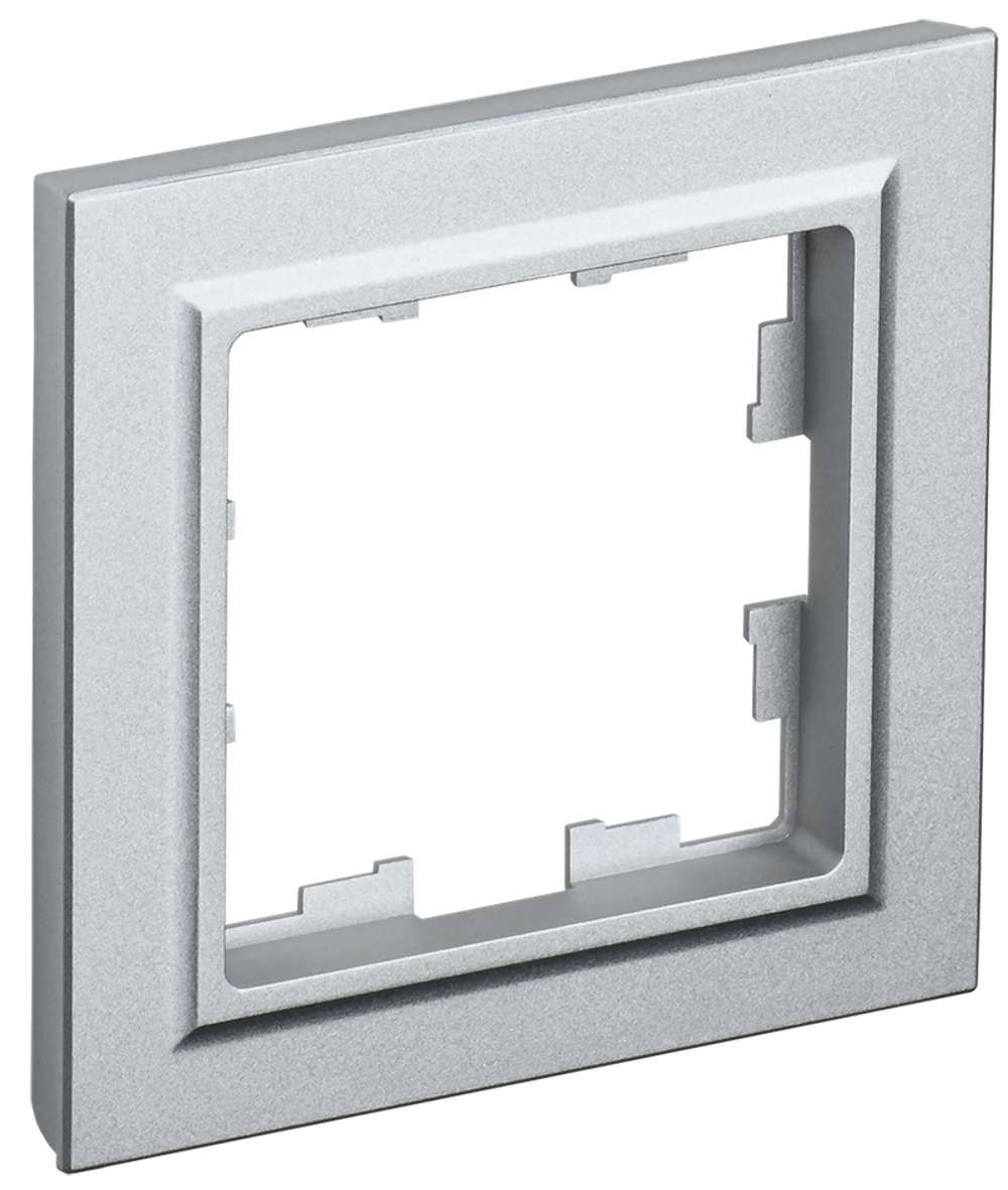 Рамка электроустановочная IEK / ИЕК BRITE BR-M12-K47 1-постовая, из пластика, цвет алюминий, 84×84×11мм / электрика