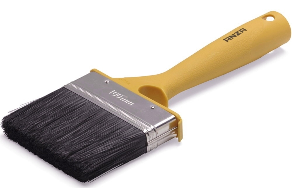 Кисть малярная Anza / Анза BASIC для наружных работ, с искусственной щетиной, плоская, 100мм / малярные и отделочные инструменты