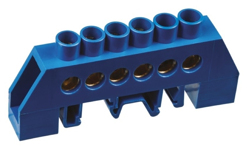 Нулевая шина Navigator / Навигатор NBB-I812-6DP/B из латуни и бронзы, сечение провода 8-12мм², 100А, 6 контактов / электрика