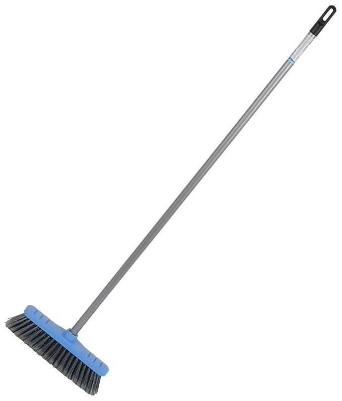 Щетка Рыжий Кот Brilliance для уборки пола, с рукояткой, из полипропилена, голубая, ширина 300мм, ворс 75мм / хозяйственные товары