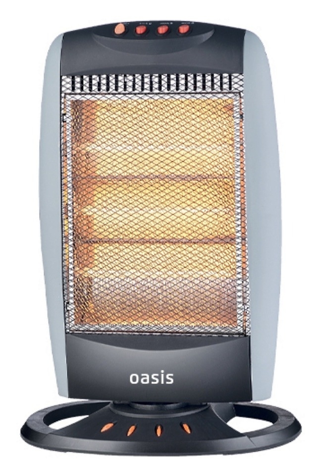 Инфракрасный обогреватель Oasis / Оазис IS-12P (X) напольный ламповый в пластиковом корпусе, серый, 510х280х150мм, 1.2кВт, площадь обогрева 20м², IPX1 / климатическая техника