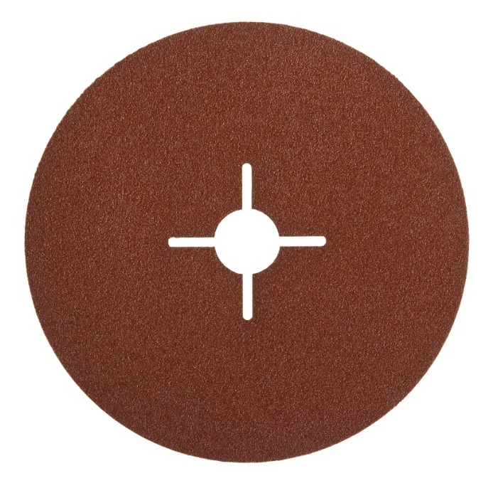 Круг шлифовальный Зубр по металлу, фибровый, зернистость Р80, посадочный диаметр 22мм, 125мм, 5шт. / оснастка