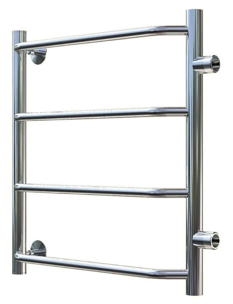 Полотенцесушитель водяной ТРУГОР Браво ПМ 1 лесенка, горизонтальное подключение, из нержавеющей стали, хром, 1дюйм, 600х500мм / отопление