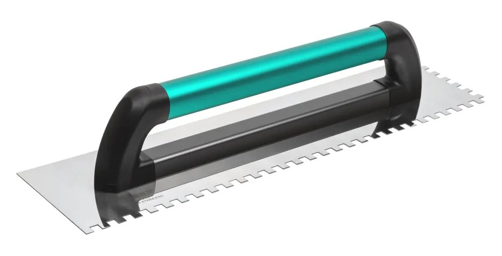 Шпатель зубчатый BIHUI / Бихай кельма для штукатурно-отделочных работ, из нержавеющей стали, серый, зуб 6мм, 480×120мм / инструменты, гребенка