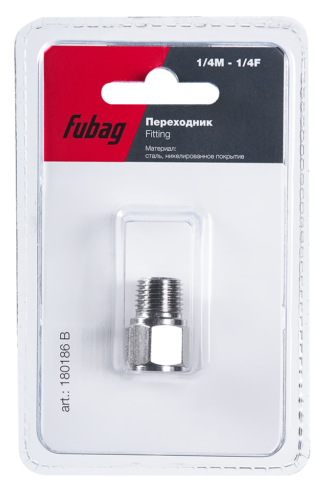Переходник Fubag / Фубаг для соединения шланга и пневмоинструмента, из стали, внутренняя и внешняя резьба 1/4дюйма / оснастка