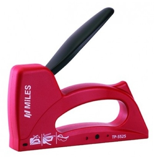 Степлер строительный MILES / Майлз TP-5525 скобозабивной, в пластиковом корпусе, красный, скобы тип 53 / инструменты