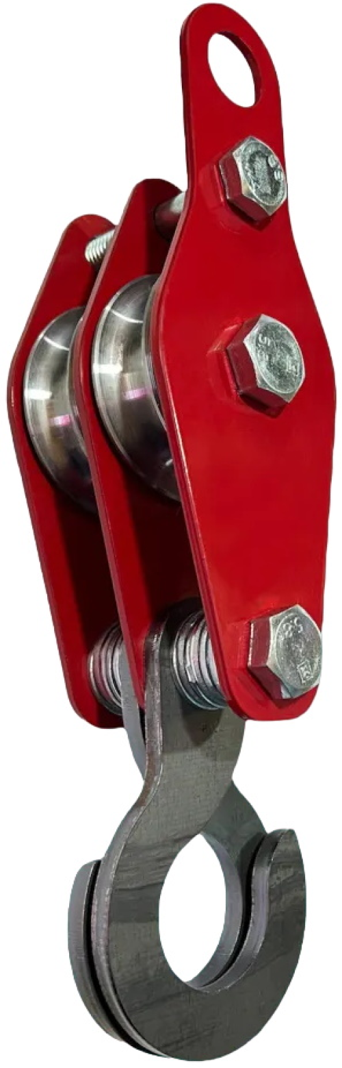 Блок монтажный SD / СД БП-2-60 строительный, полиспаст, металлический, красный, диаметр 60мм, 0.8т / такелаж