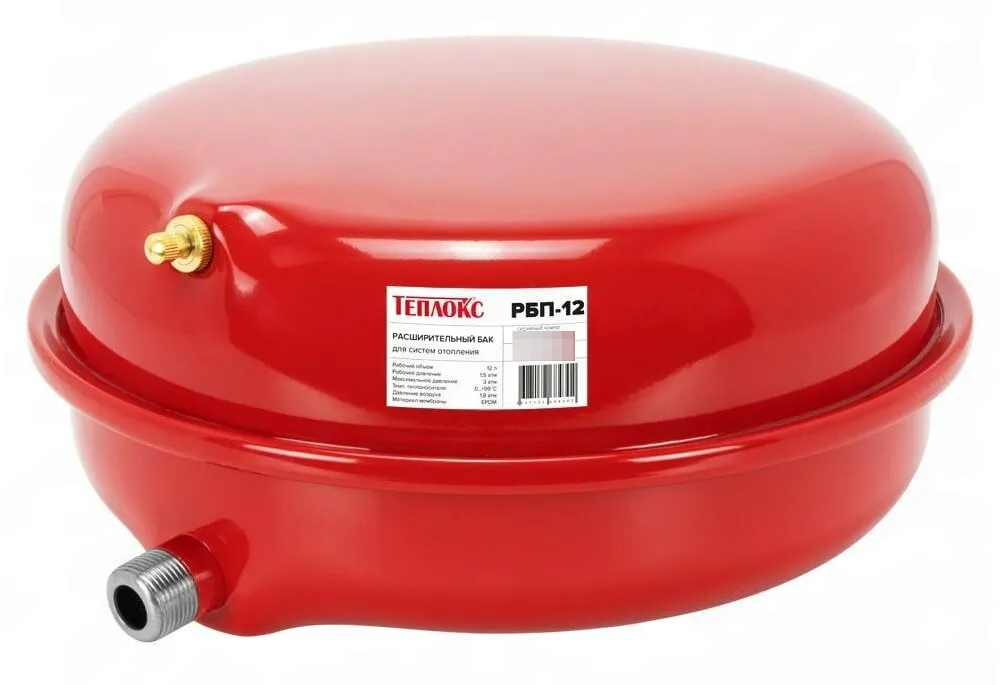 Расширительный бак Теплокс РБП-12 плоский для отопления, стальной, красный, 3/4дюйма, 12л / водоснабжение